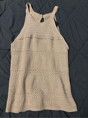 White House Black Market Beige Crochet Tank Top